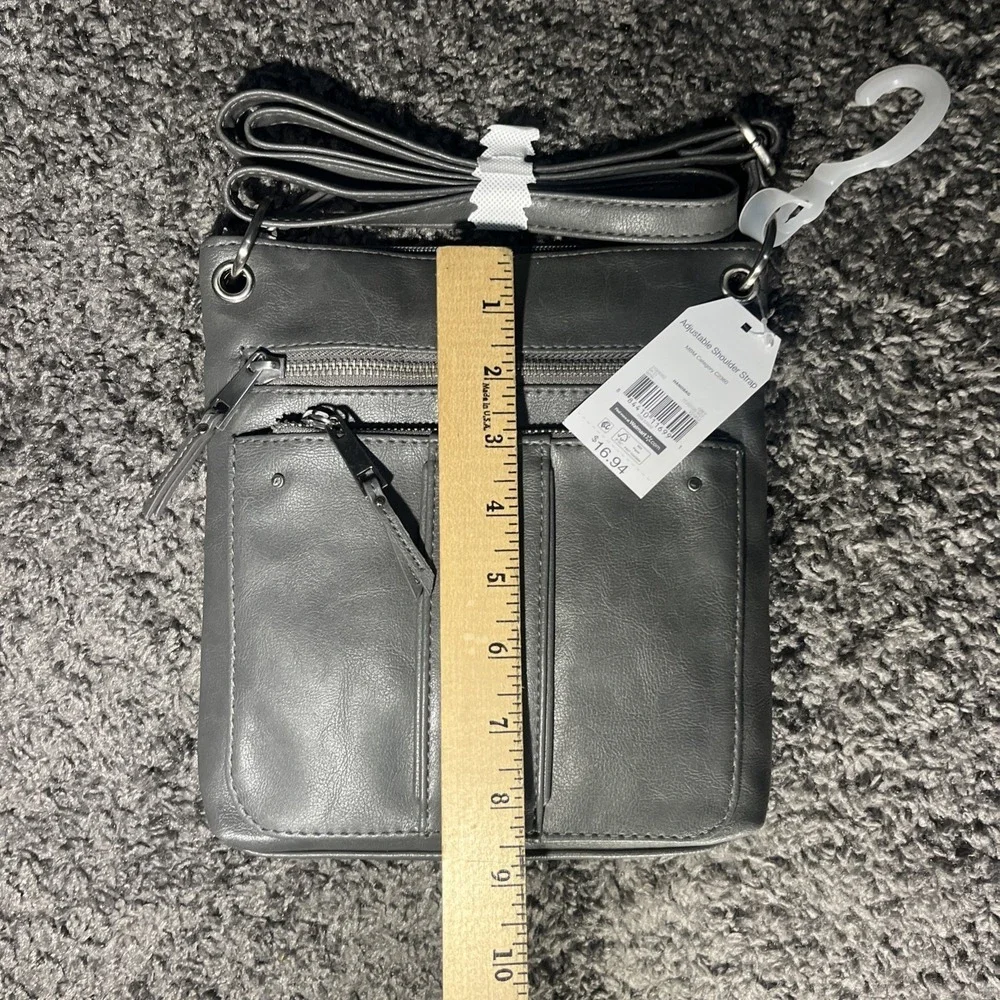 Time‎ and Tru Norah Gray Crossbody Handbag with Adjustable Strap